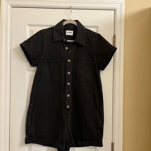 Show Me Your MuMu Charcoal Button-Up Romper